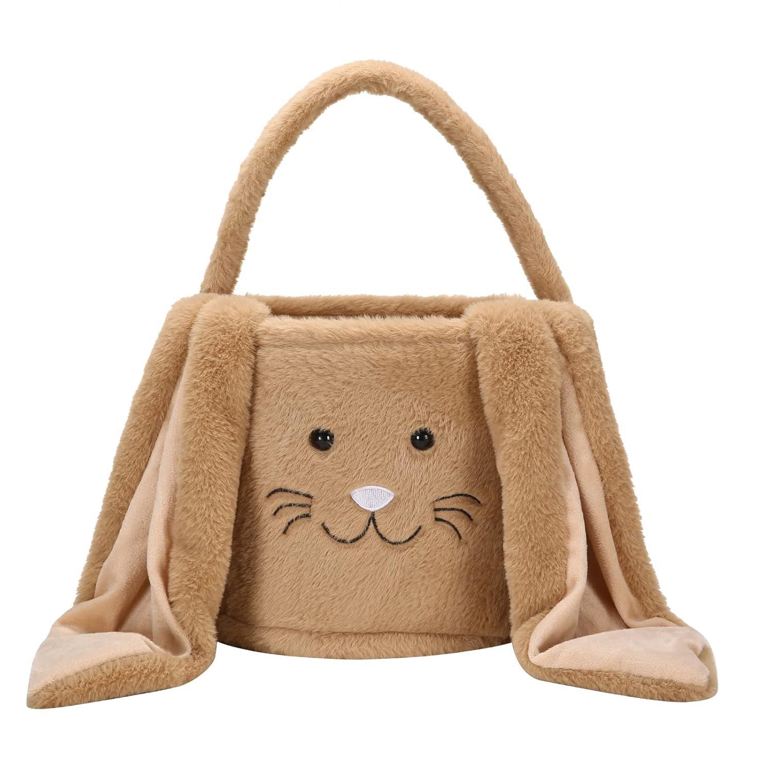 Cute Bunny Plush Easter Basket Tote Bag