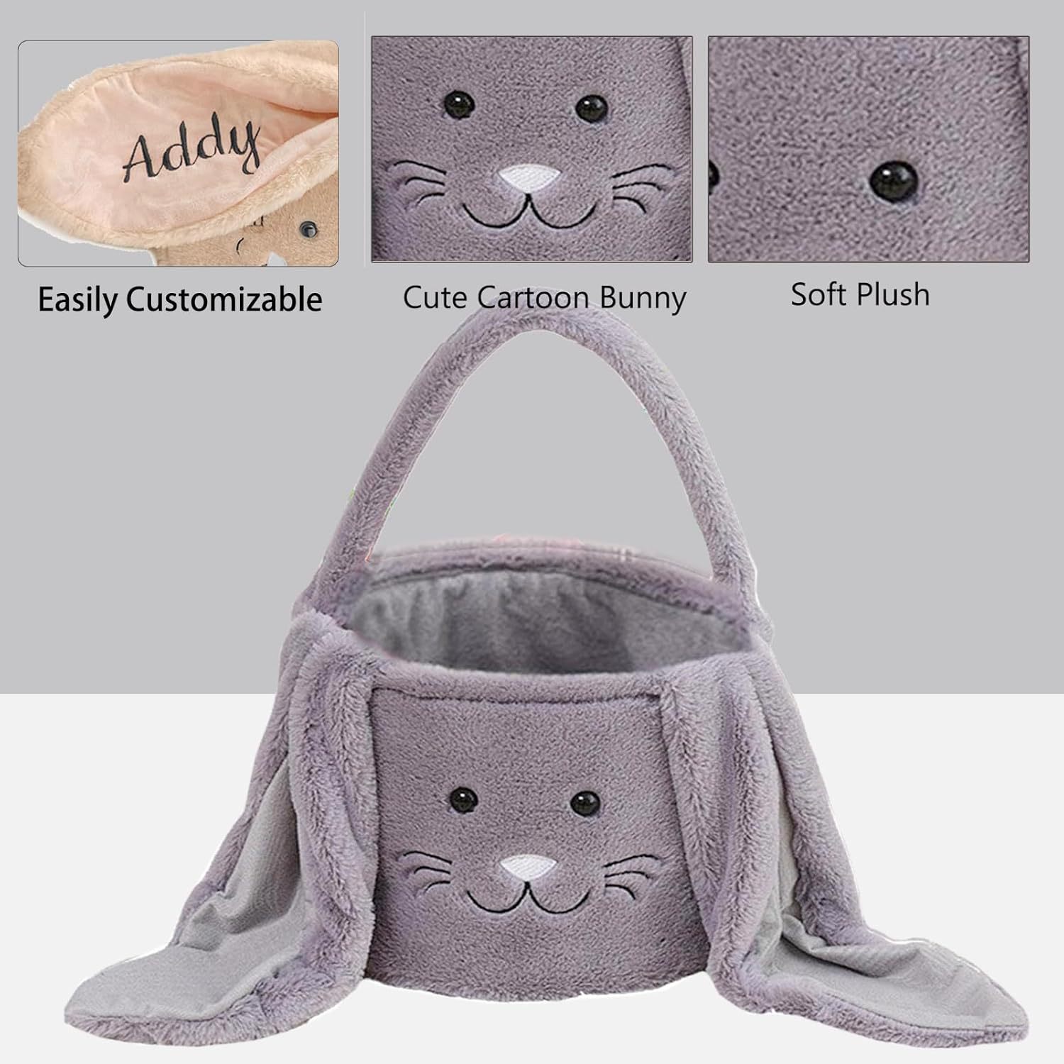 Cute Bunny Plush Easter Basket Tote Bag