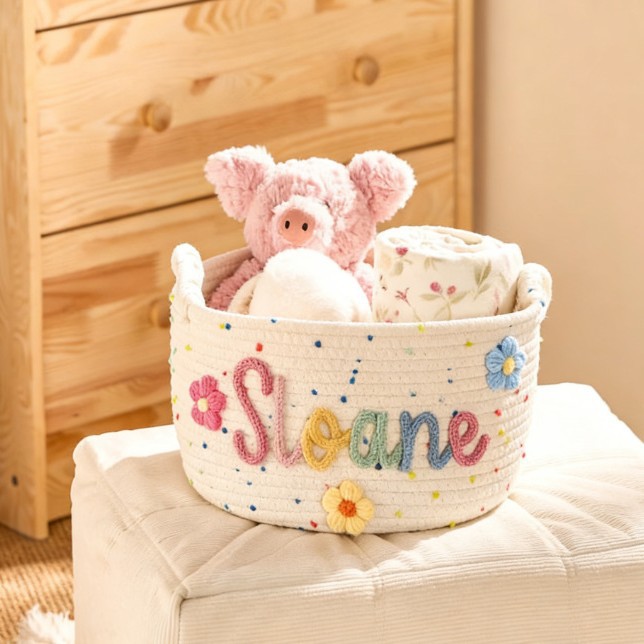 Hand Embroidery Baby Basket