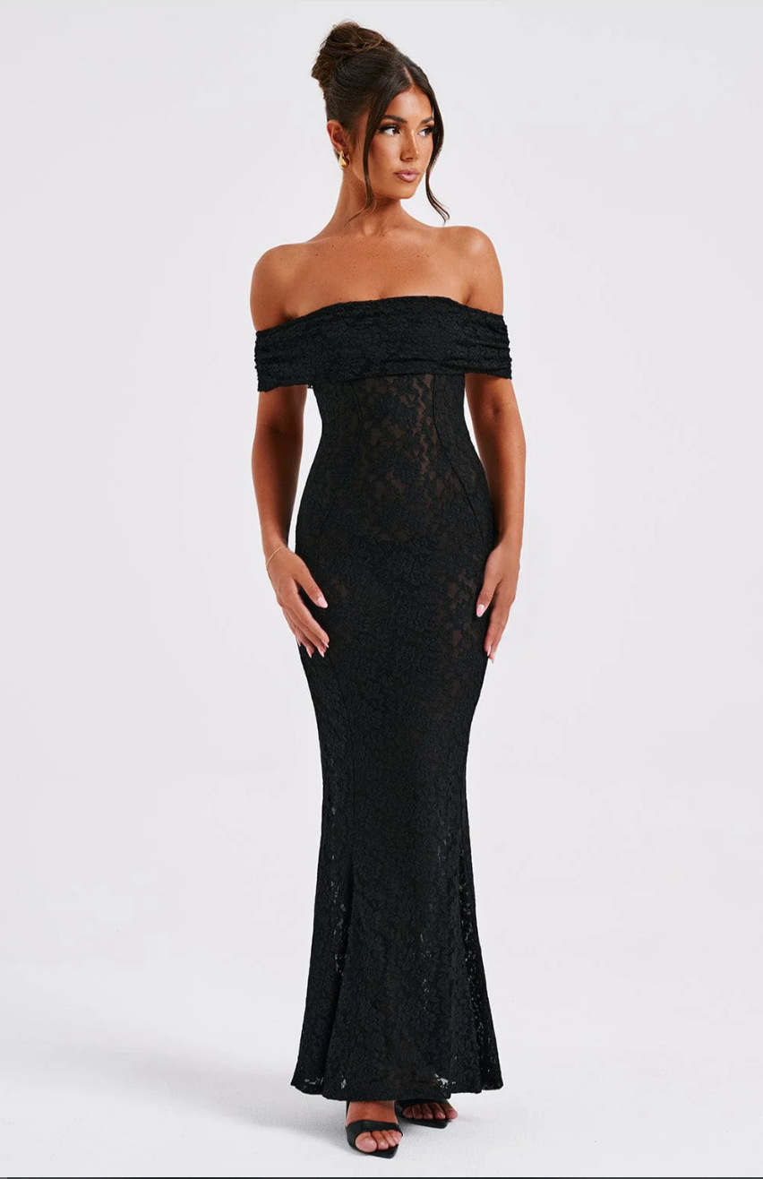 Elegant Off-Shoulder Lace Mermaid Maxi Dress