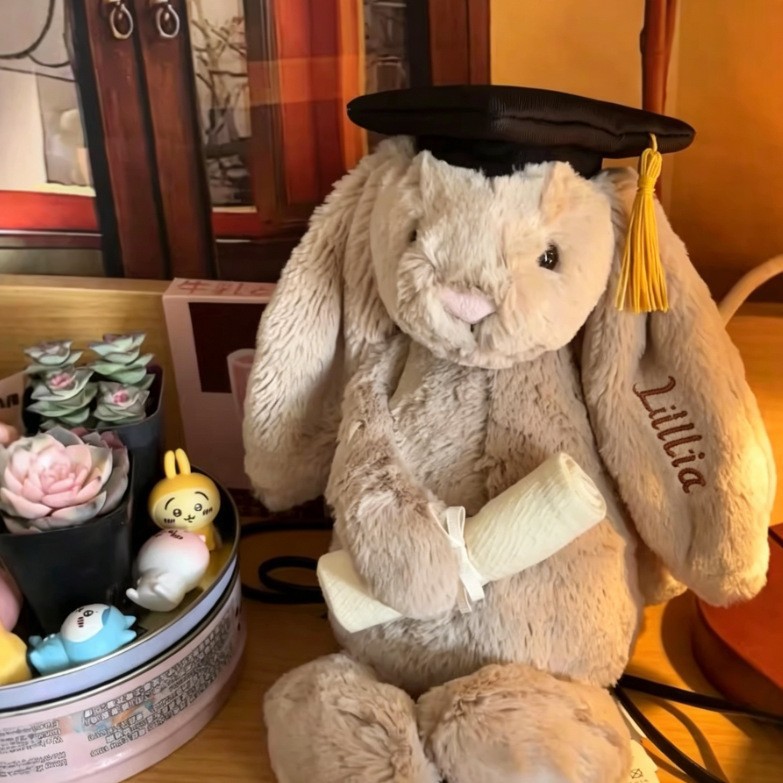 Embroidered Graduation Bunny Plush