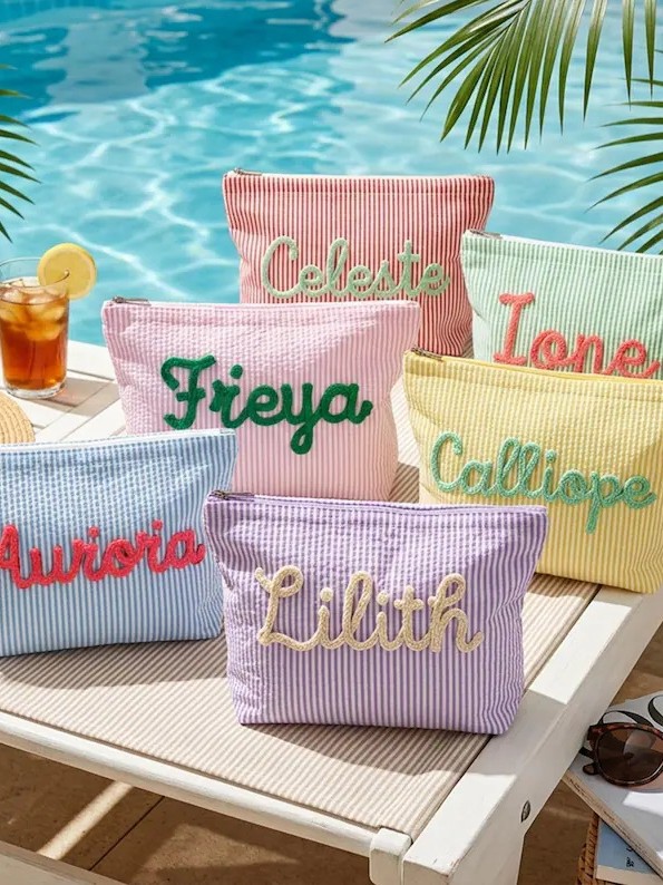 Personalized Embroidered Corduroy Cosmetic Bag