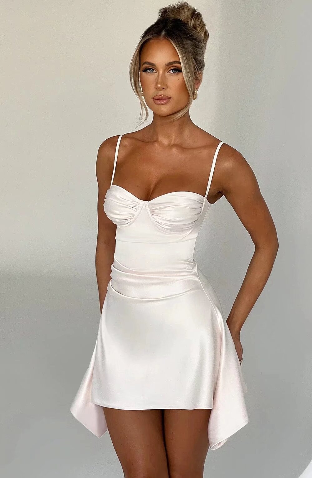 Elegant Backless Ruched Mini Dress