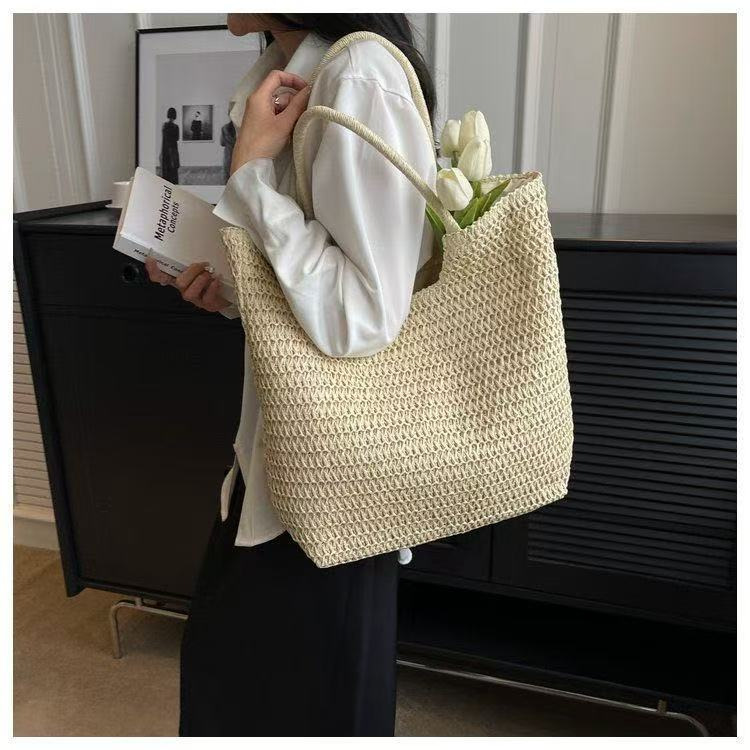 Custom Embroidered Straw Tote Bag