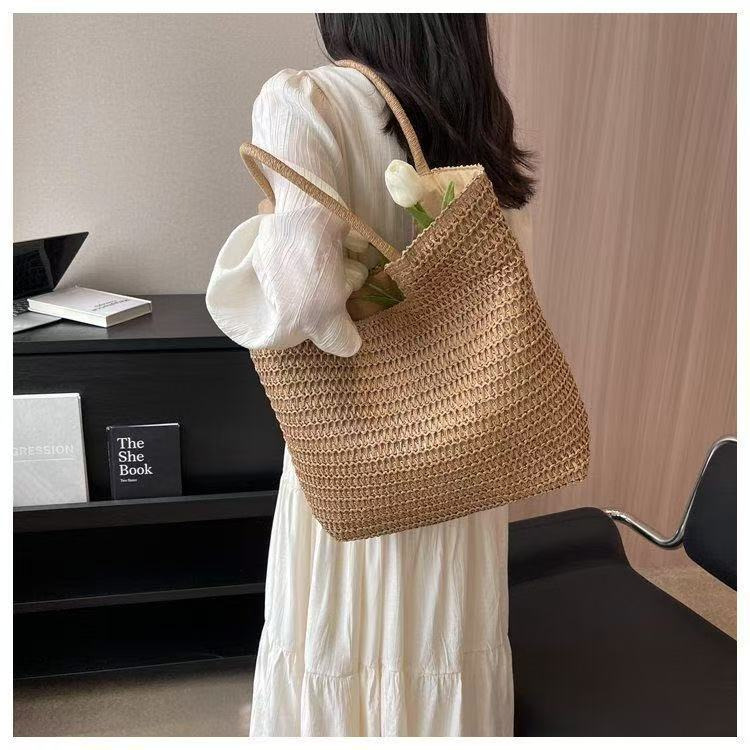 Custom Embroidered Straw Tote Bag