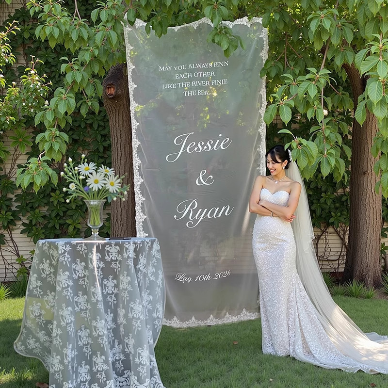 Elegant Lace Transparent Wedding Welcome Sign