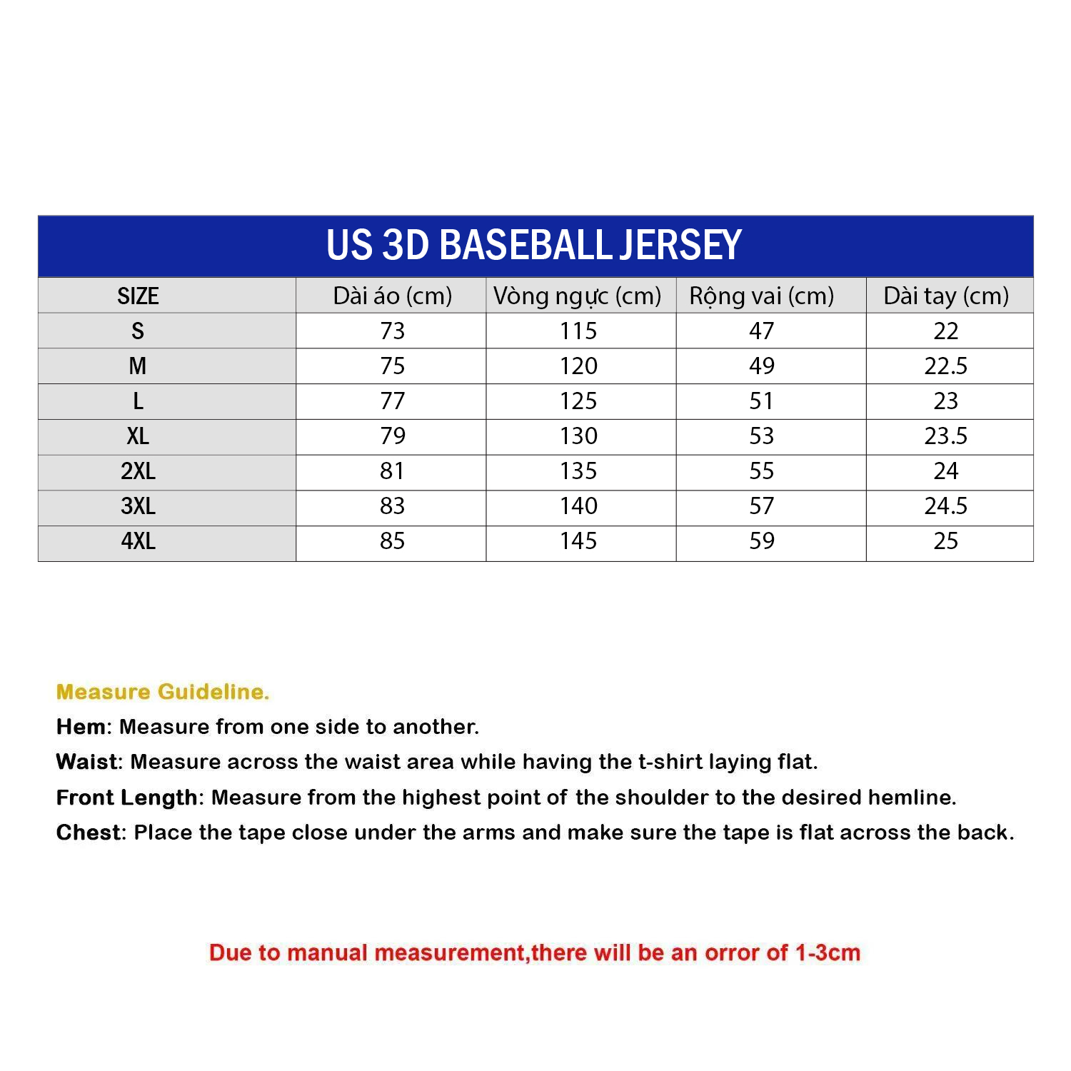 US 3D Baseball Jersey