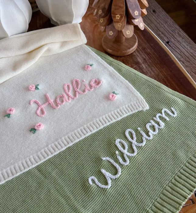 Embroidered Baby Knitted Blanket V2