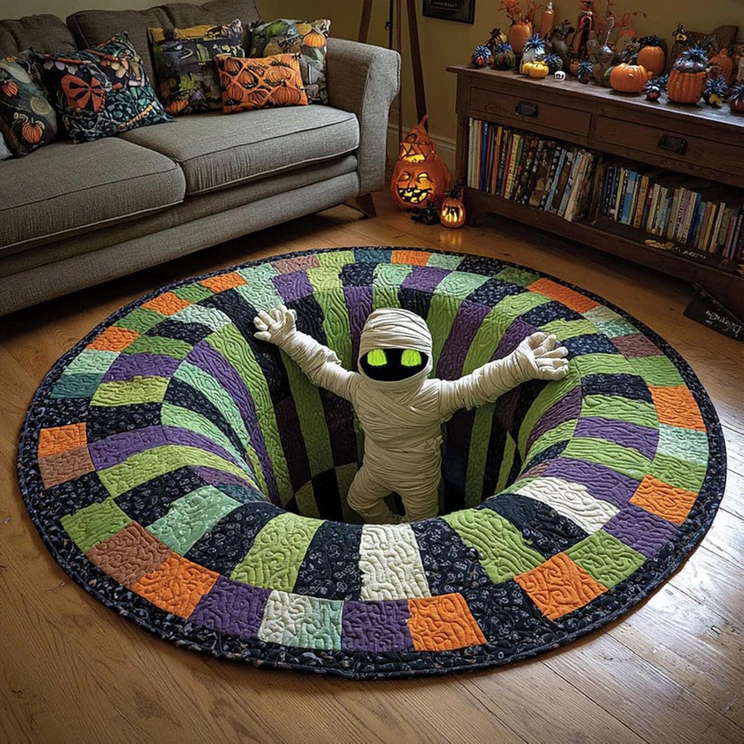 Bat Round Area Rug