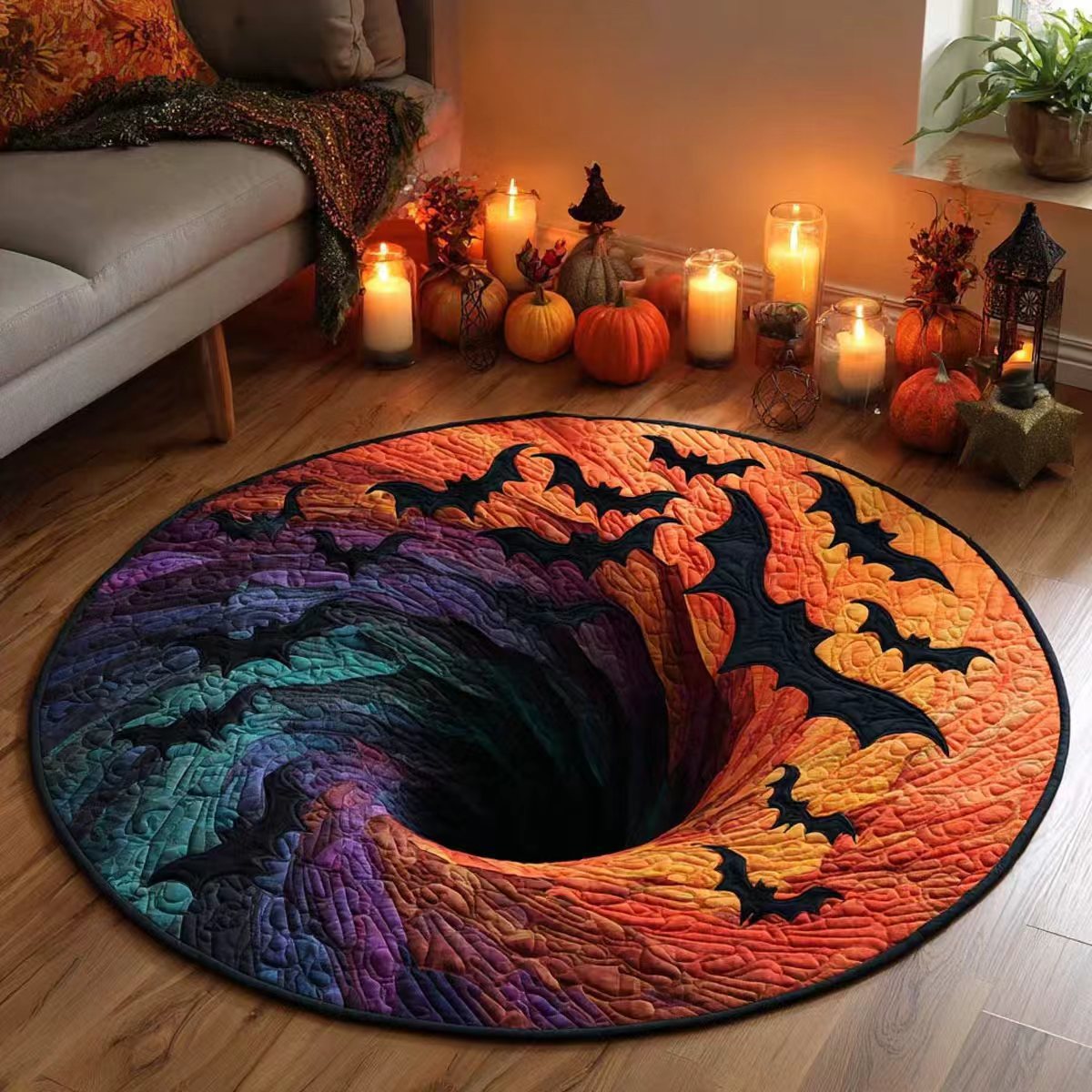 Bat Round Area Rug