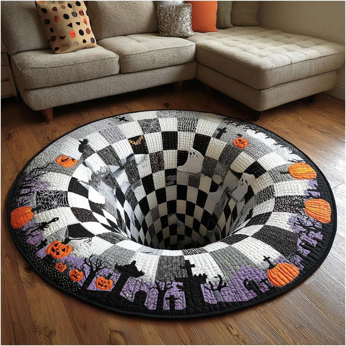 Bat Round Area Rug