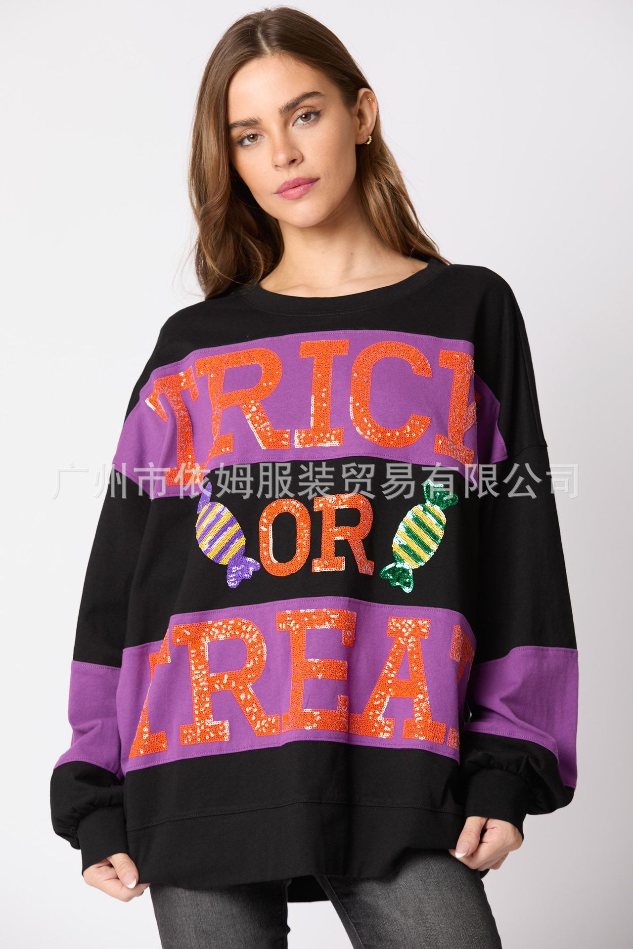 Women’s Color Block Graphic Oversized Sweatshirt