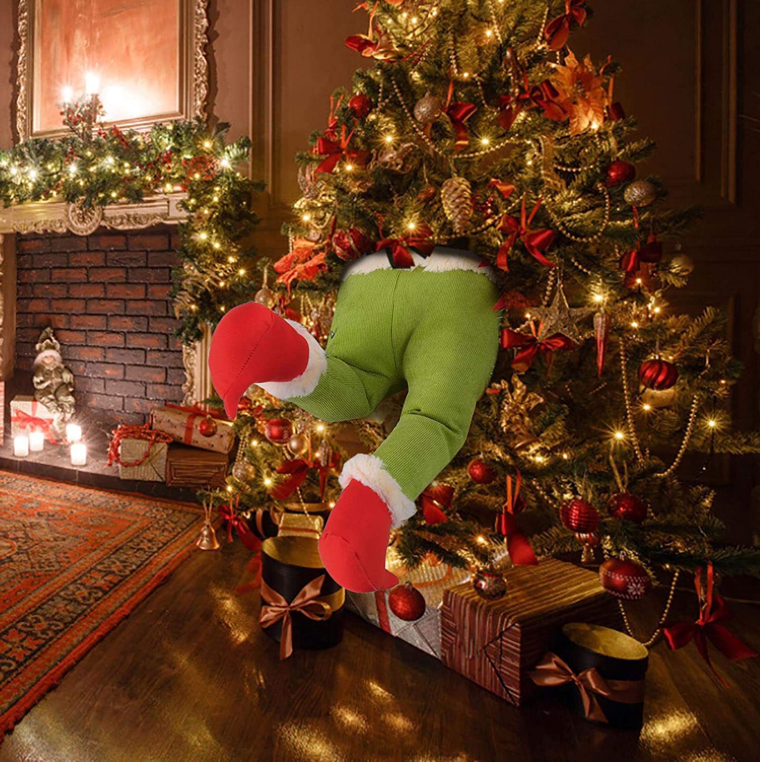 Grinch Elf Leg Christmas Tree Ornament