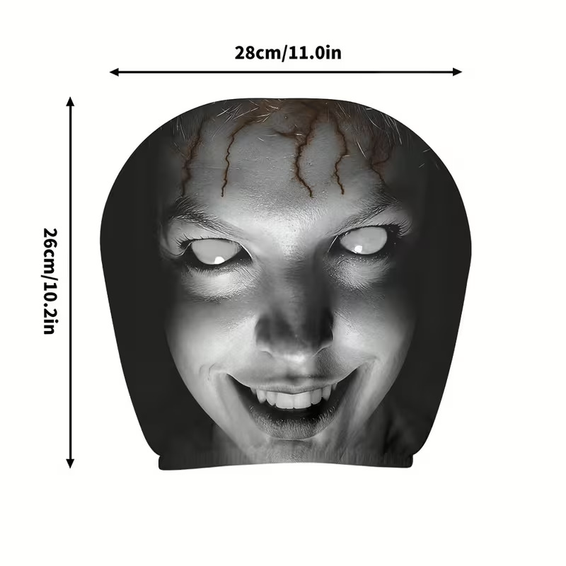 Creepy Demon Face Car Headrest Cover