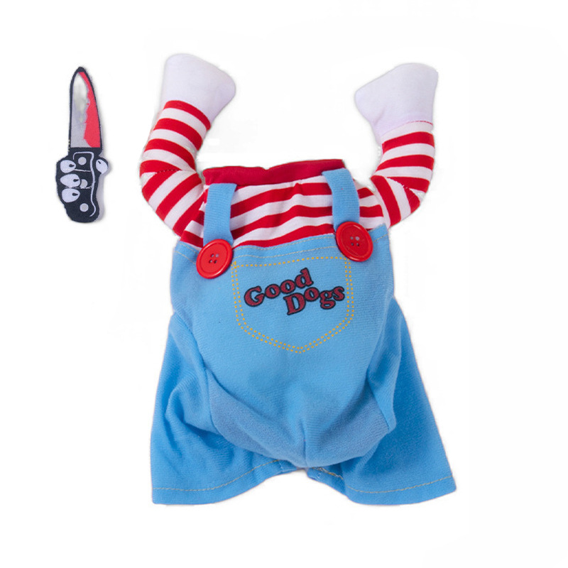 Cute Dog Costume with Striped Shirt & Shorts
