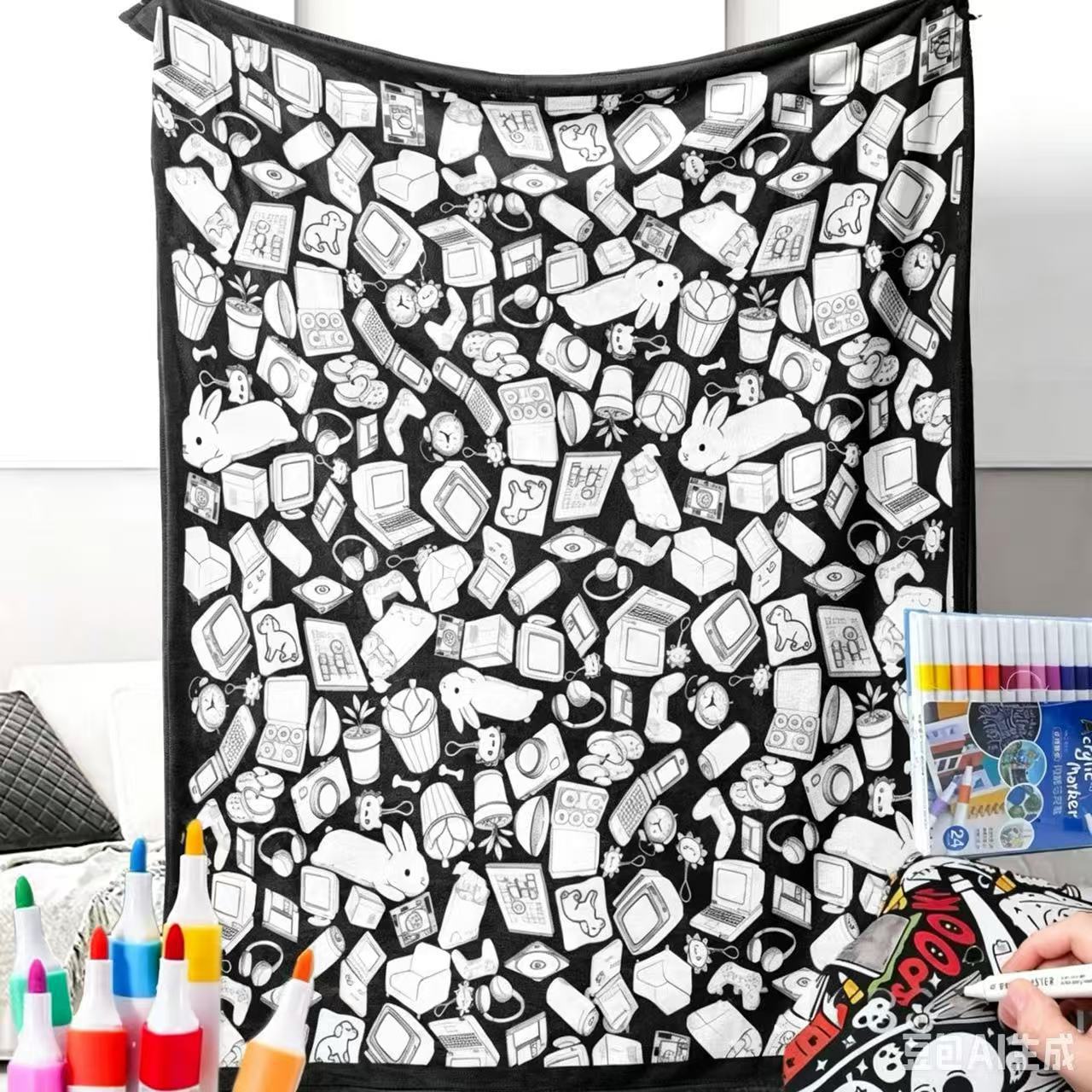 DIY Coloring Blanket With Markers