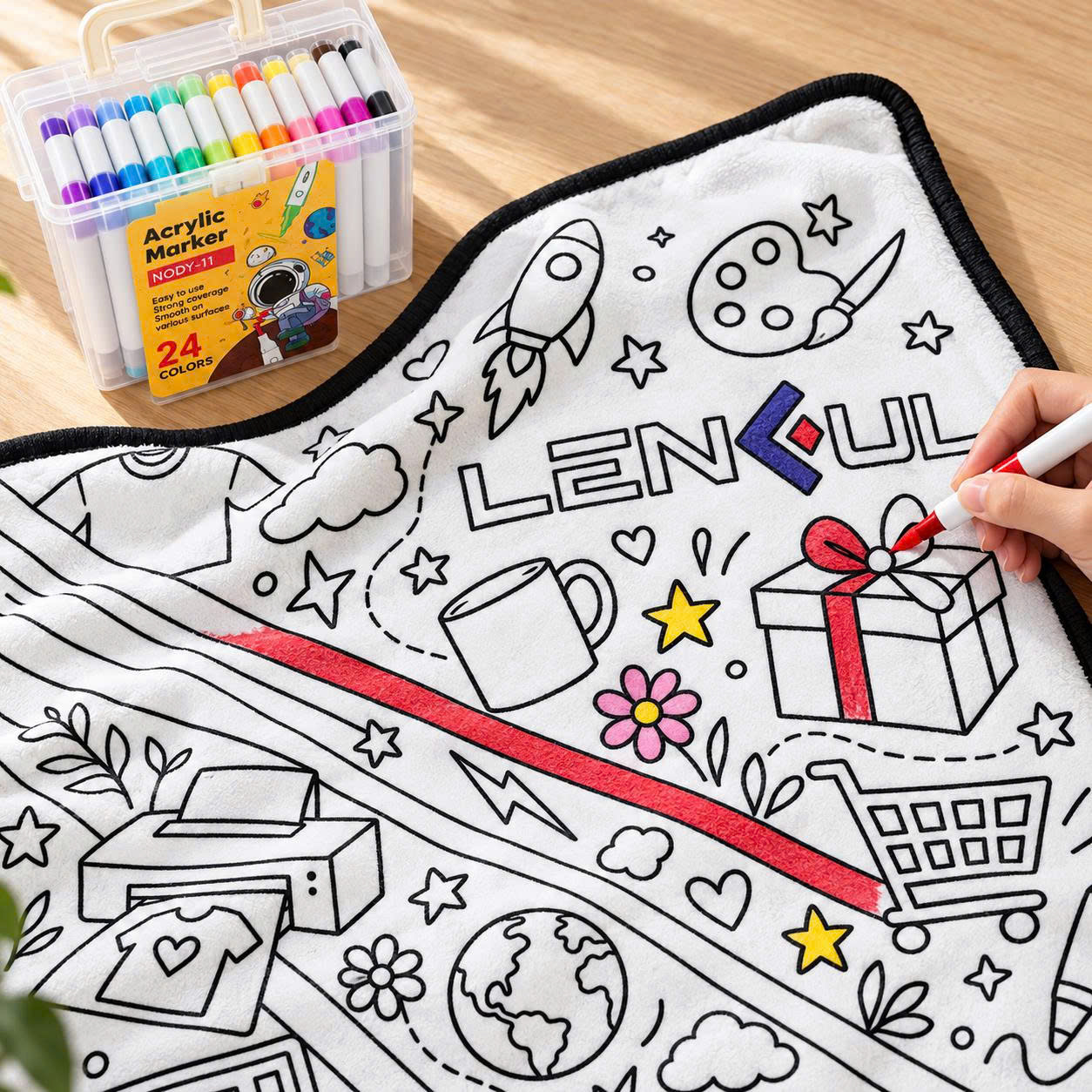 DIY Coloring Blanket With Markers