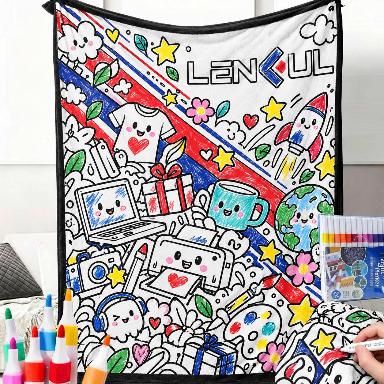 DIY Coloring Blanket With Markers