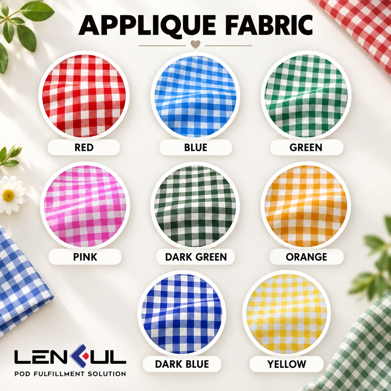 VN Embroidered Applique Gingham Mockneck Sweatshirt