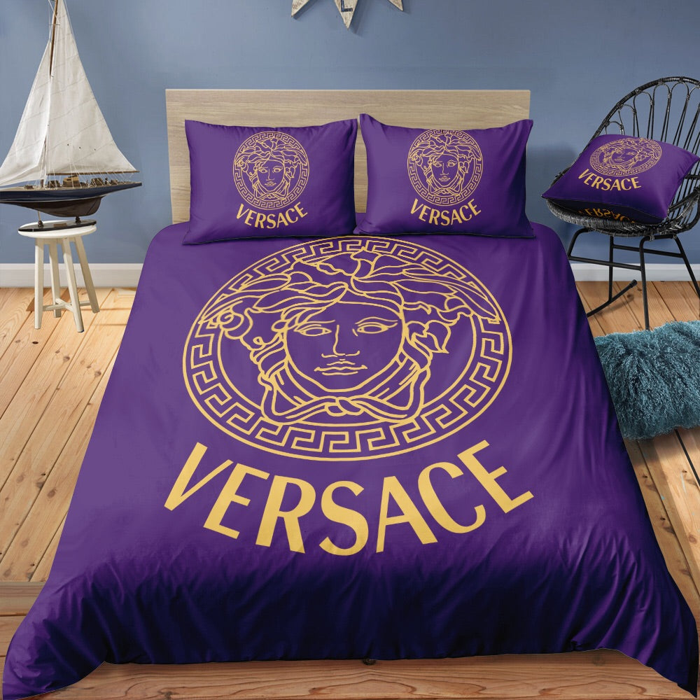 Gianni versace purple luxury brand highend bedding set duvet cover hot