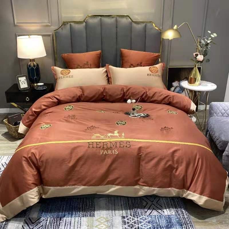 Hermes brown luxury brand highend bedding set home decor