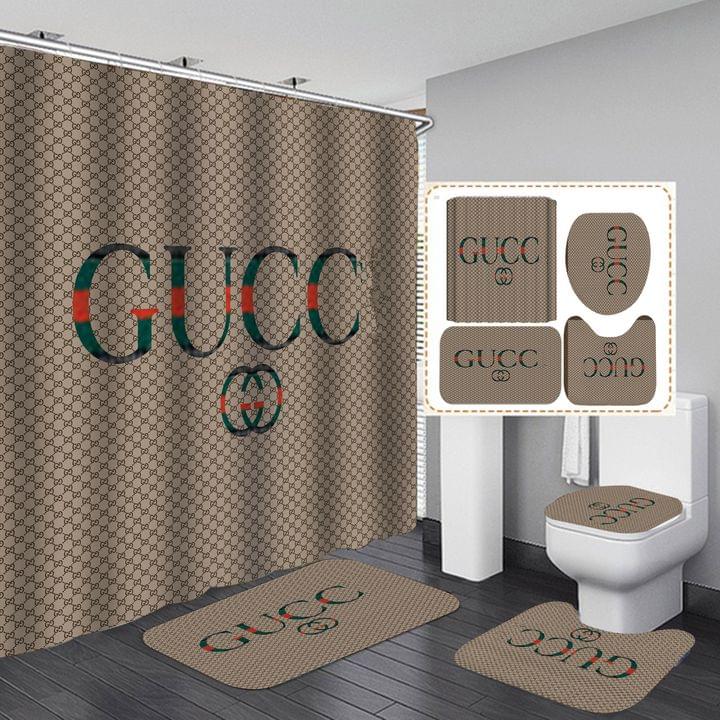Gucci bathroom set hot 2023 luxury shower curtain bath rug mat home decor