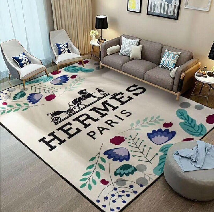 Hermes flower luxury area rug for living room hot 2023 bedroom carpet home decor mat