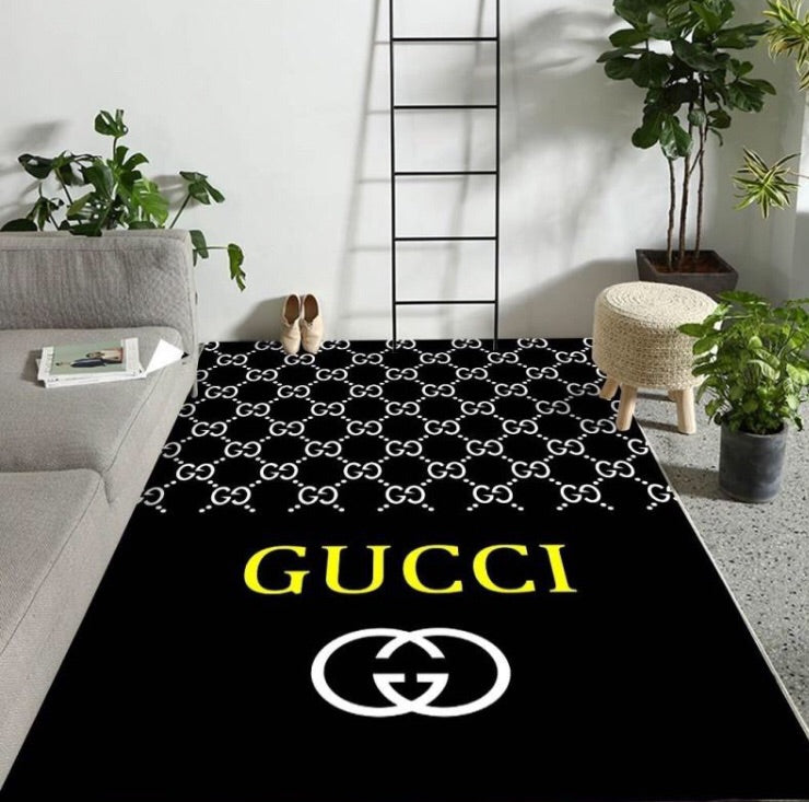 Gucci black luxury area rug for living room hot 2023 bedroom carpet home decor mat