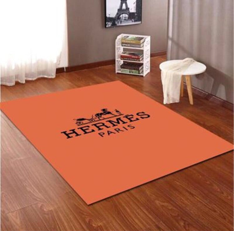 Hermes orange luxury area rug for living room hot 2023 bedroom carpet home decor mat