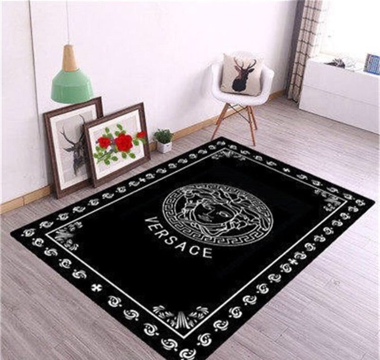 Gianni versace black luxury area rug for living room hot 2023 bedroom carpet home decor mat