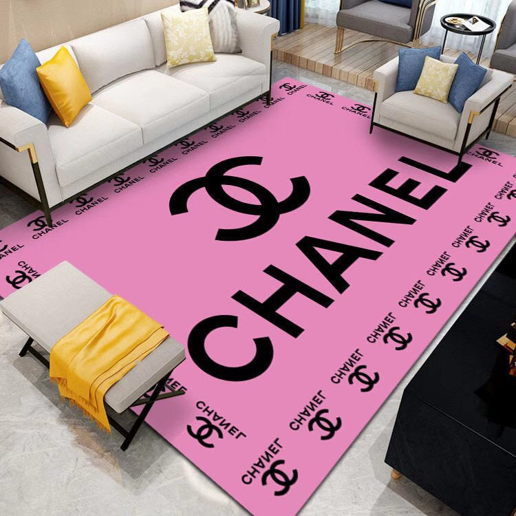 Chanel pink luxury area rug for living room hot 2023 bedroom carpet home decor mat