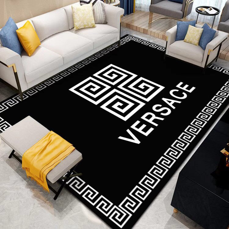 Gianni versace black luxury area rug for living room hot 2023 bedroom carpet home decor mat