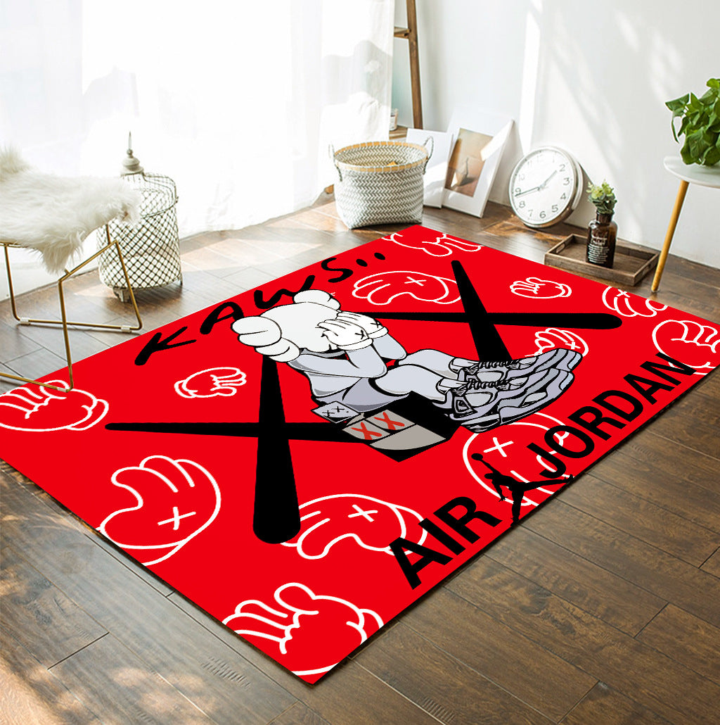 Kaws air jordan area rug for living room hot 2023 bedroom carpet home decor mat