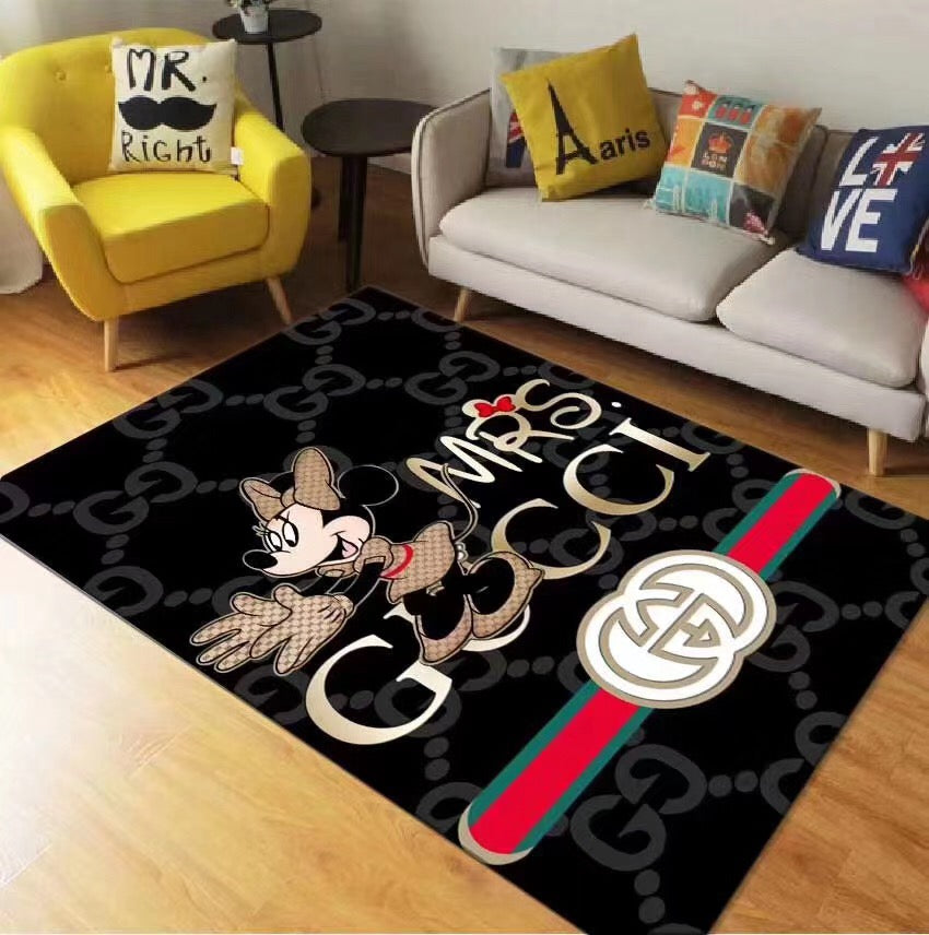 Gucci minnie mouse disney luxury area rug for living room hot 2023 bedroom carpet home decor mat