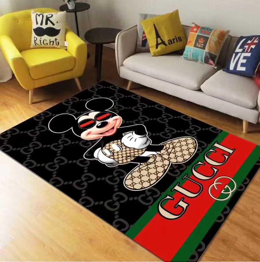 Gucci mickey mouse disney luxury area rug for living room hot 2023 bedroom carpet home decor mat