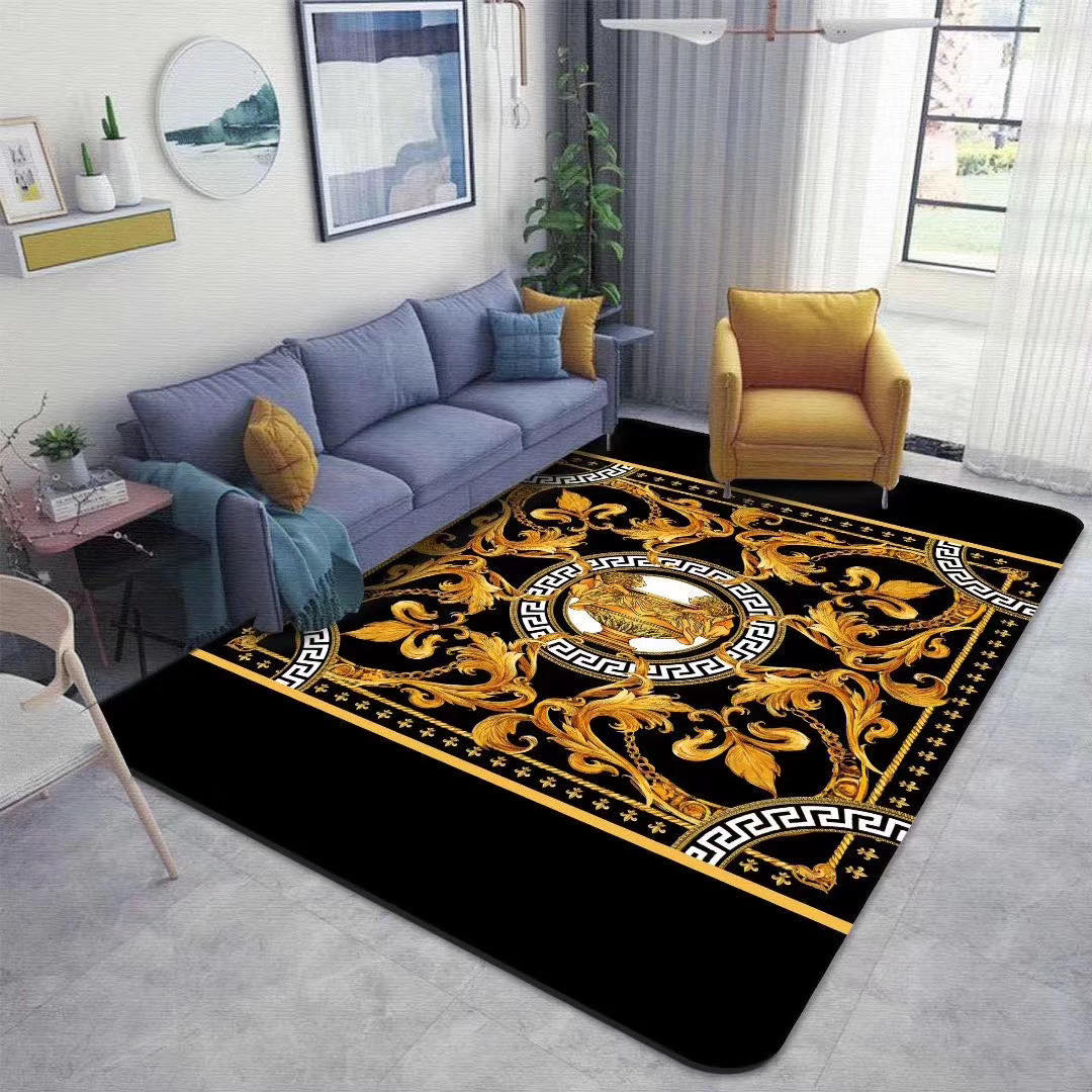 Gianni versace black luxury area rug for living room hot 2023 bedroom carpet home decor mat