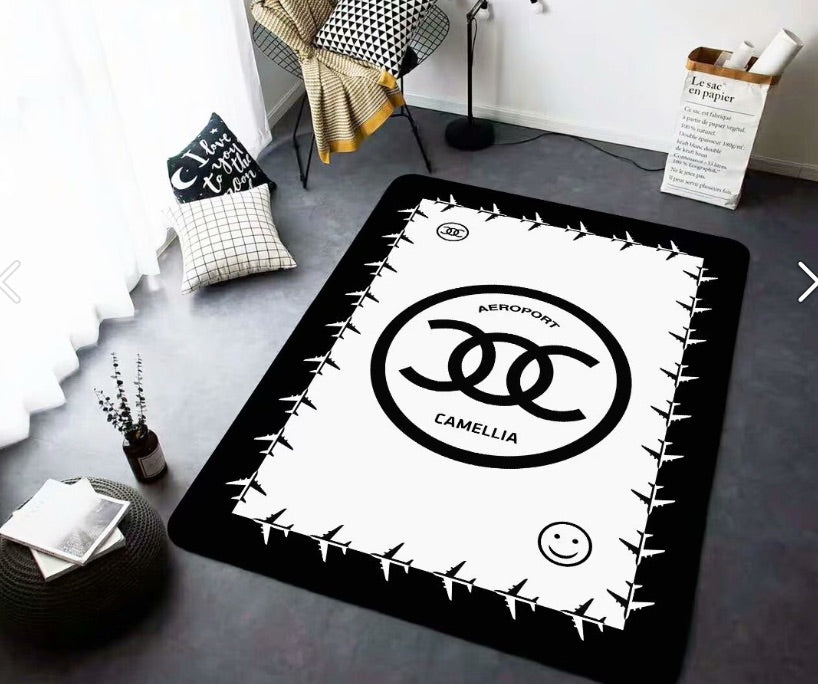 Chanel white luxury area rug for living room hot 2023 bedroom carpet home decor mat