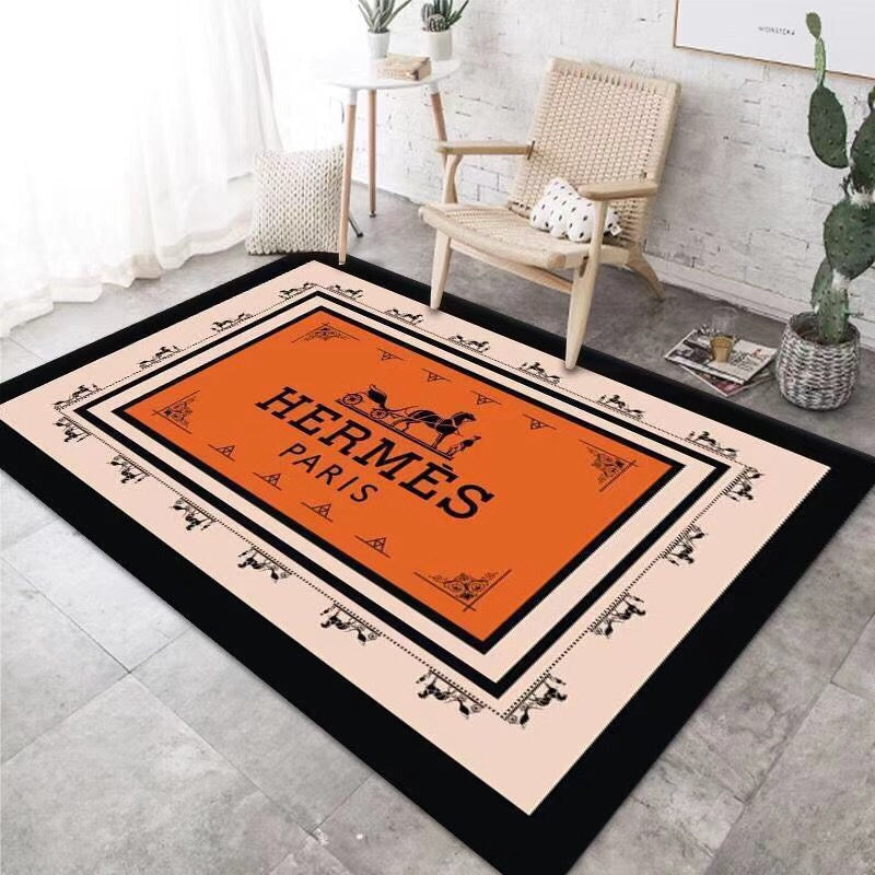Hermes luxury area rug for living room hot 2023 bedroom carpet home decor mat