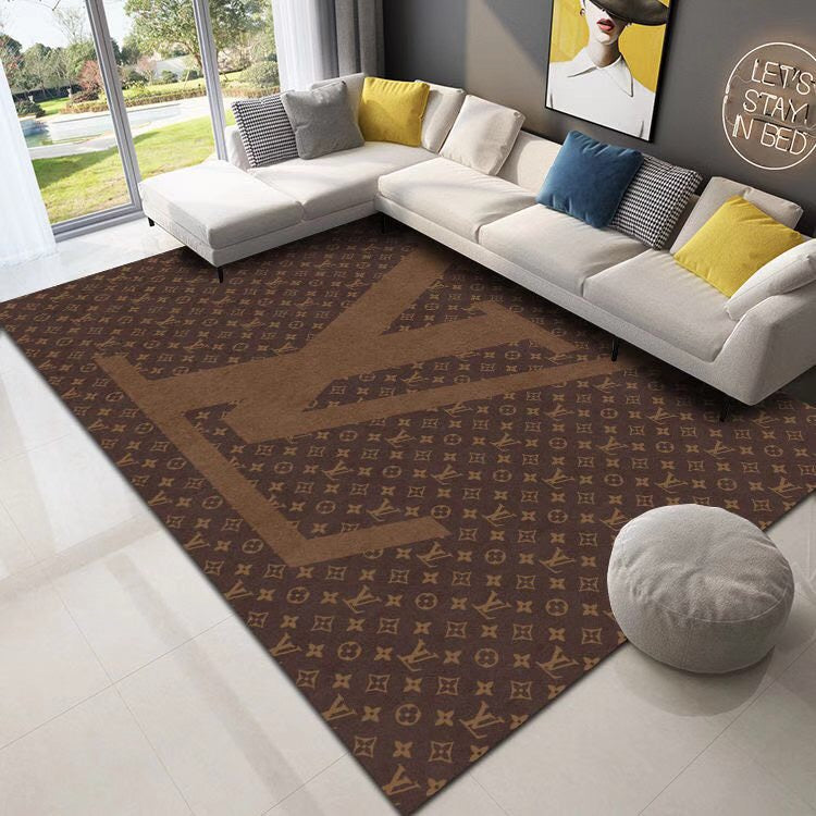 Louis vuitton monogram luxury area rug for living room hot 2023 bedroom carpet home decor mat