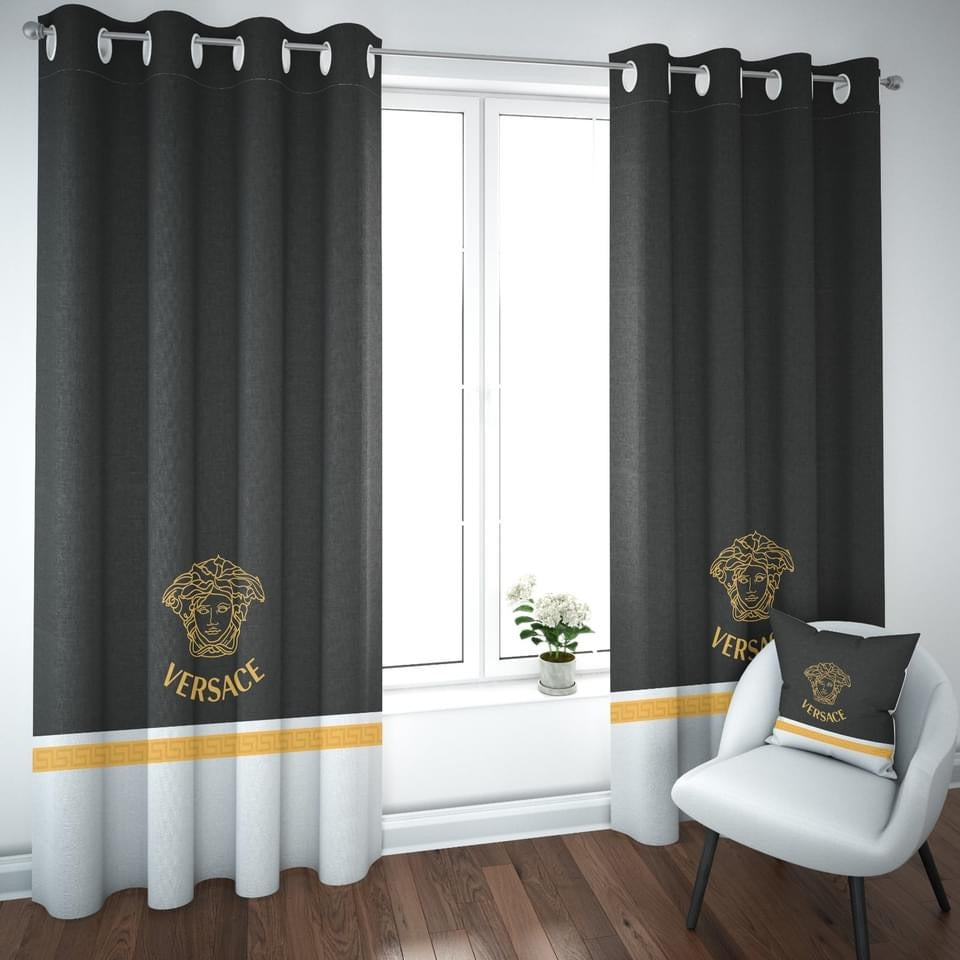 Gianni versace black window curtains hot 2023 set for living room bedroom farmhouse style home decor