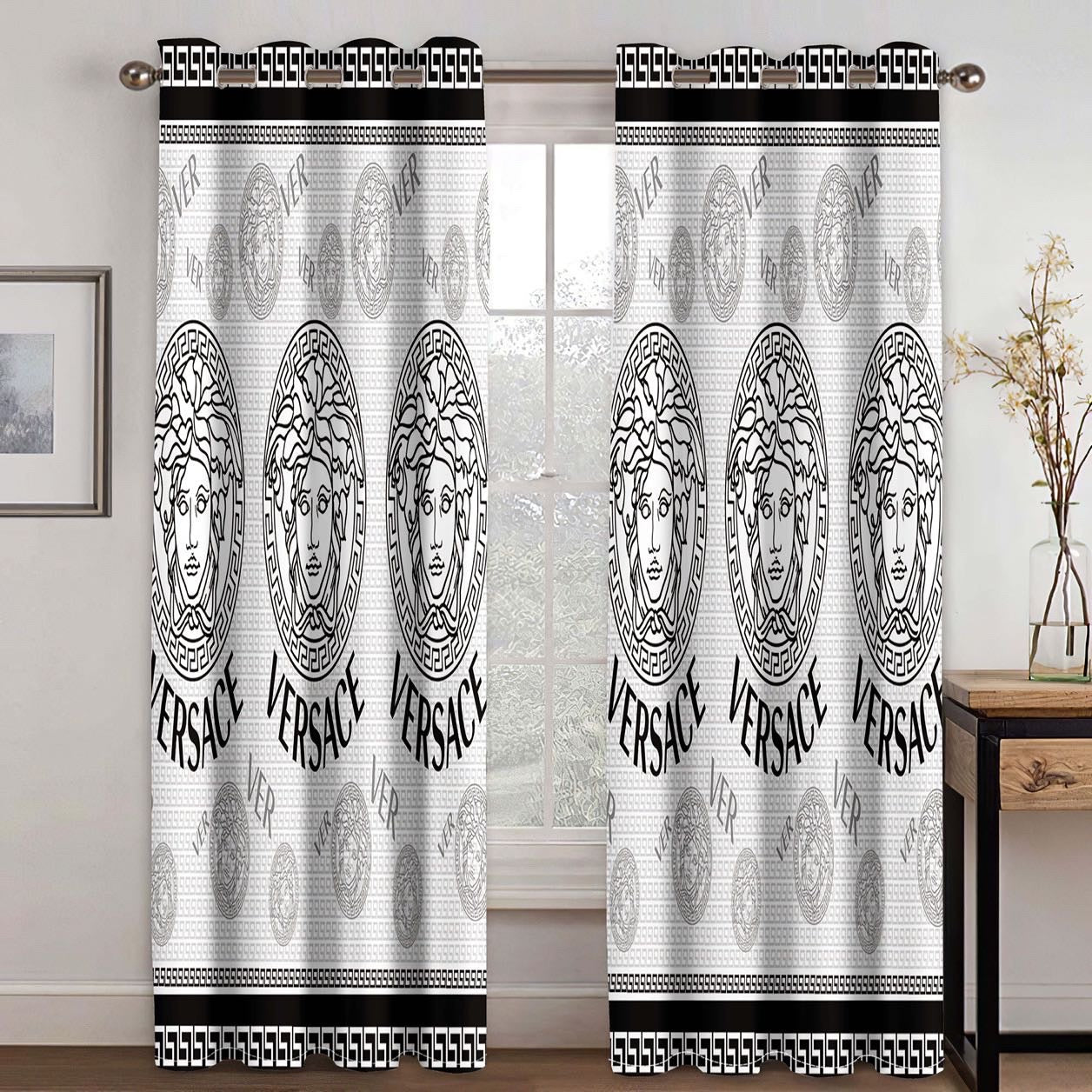 Gianni versace white window curtains hot 2023 set for living room bedroom farmhouse style home decor