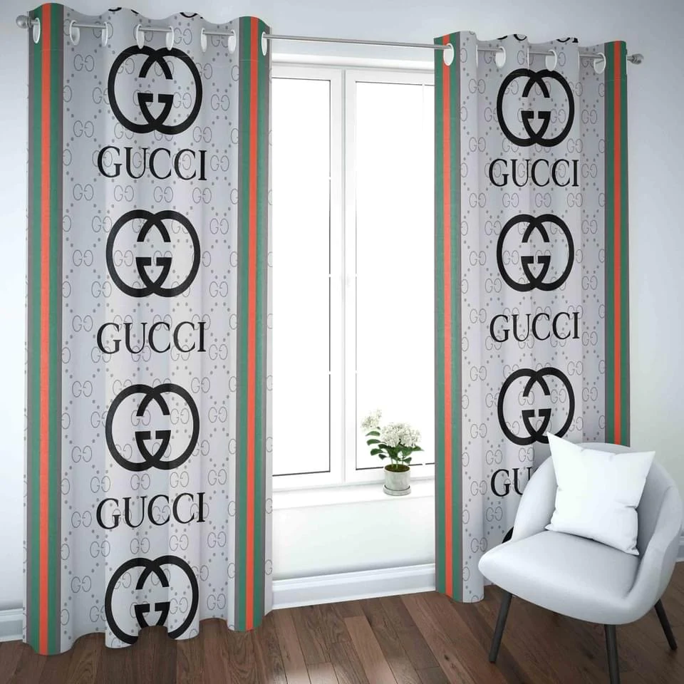 Gucci logo stripe window curtains hot 2023 luxury bedroom living room home decor