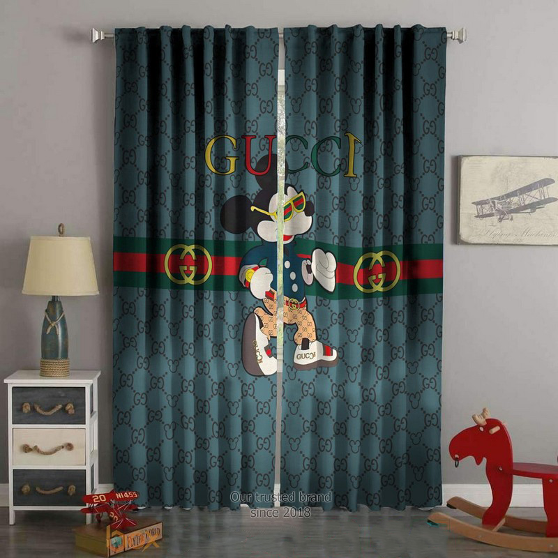 Gucci mickey mouse window curtains hot 2023 luxury bedroom living room home decor