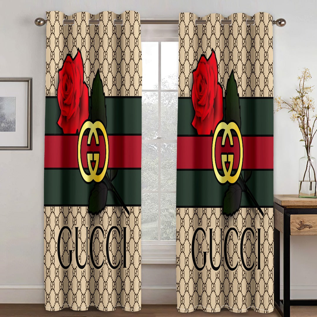 Gucci rose window curtains hot 2023 set for living room bedroom farmhouse style home decor