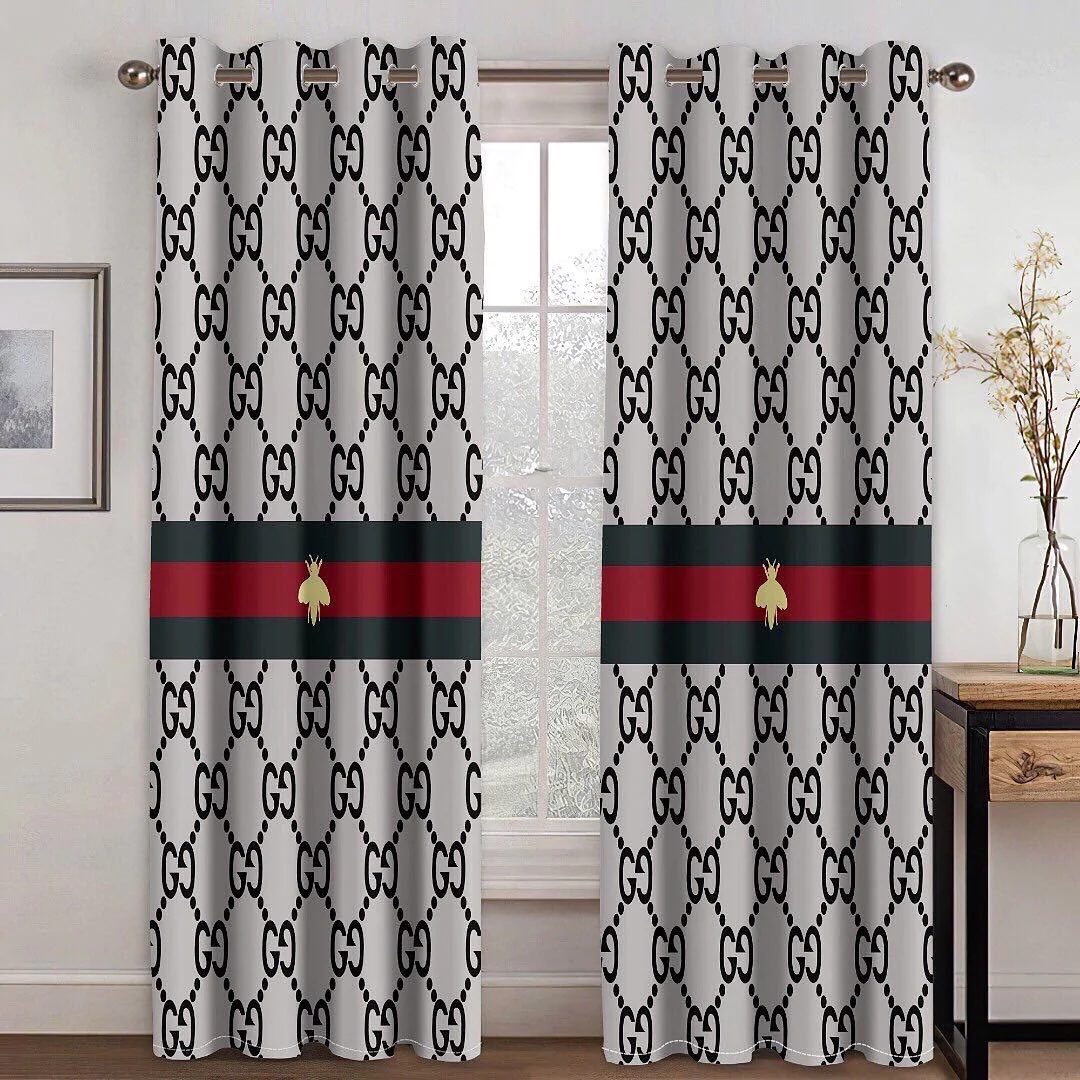 Gucci stripe bee window curtains hot 2023 luxury bedroom living room home decor