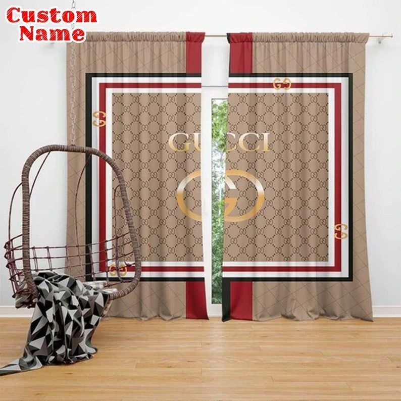 Gucci stripe square window curtains hot 2023 luxury bedroom living room home decor