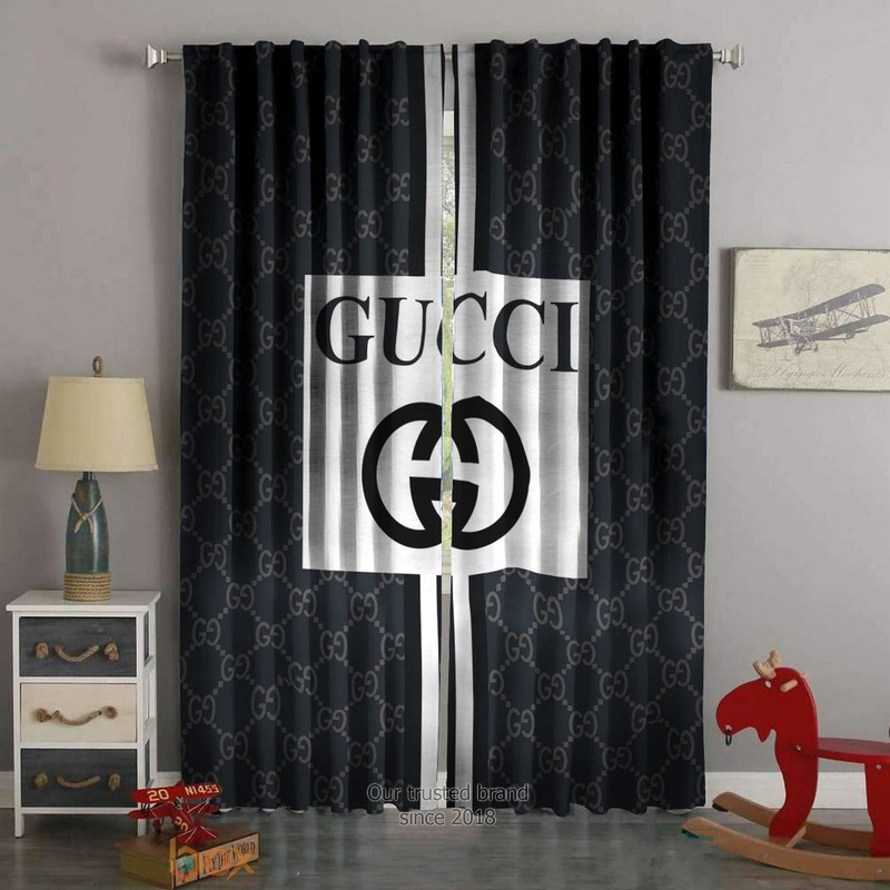 Gucci white square black window curtains hot 2023 luxury bedroom living room home decor