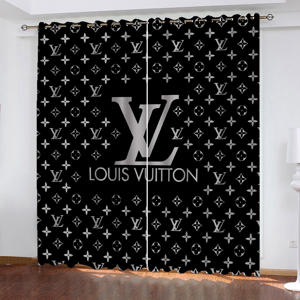 Louis vuitton lv black window curtains hot 2023 luxury bedroom living room home decor