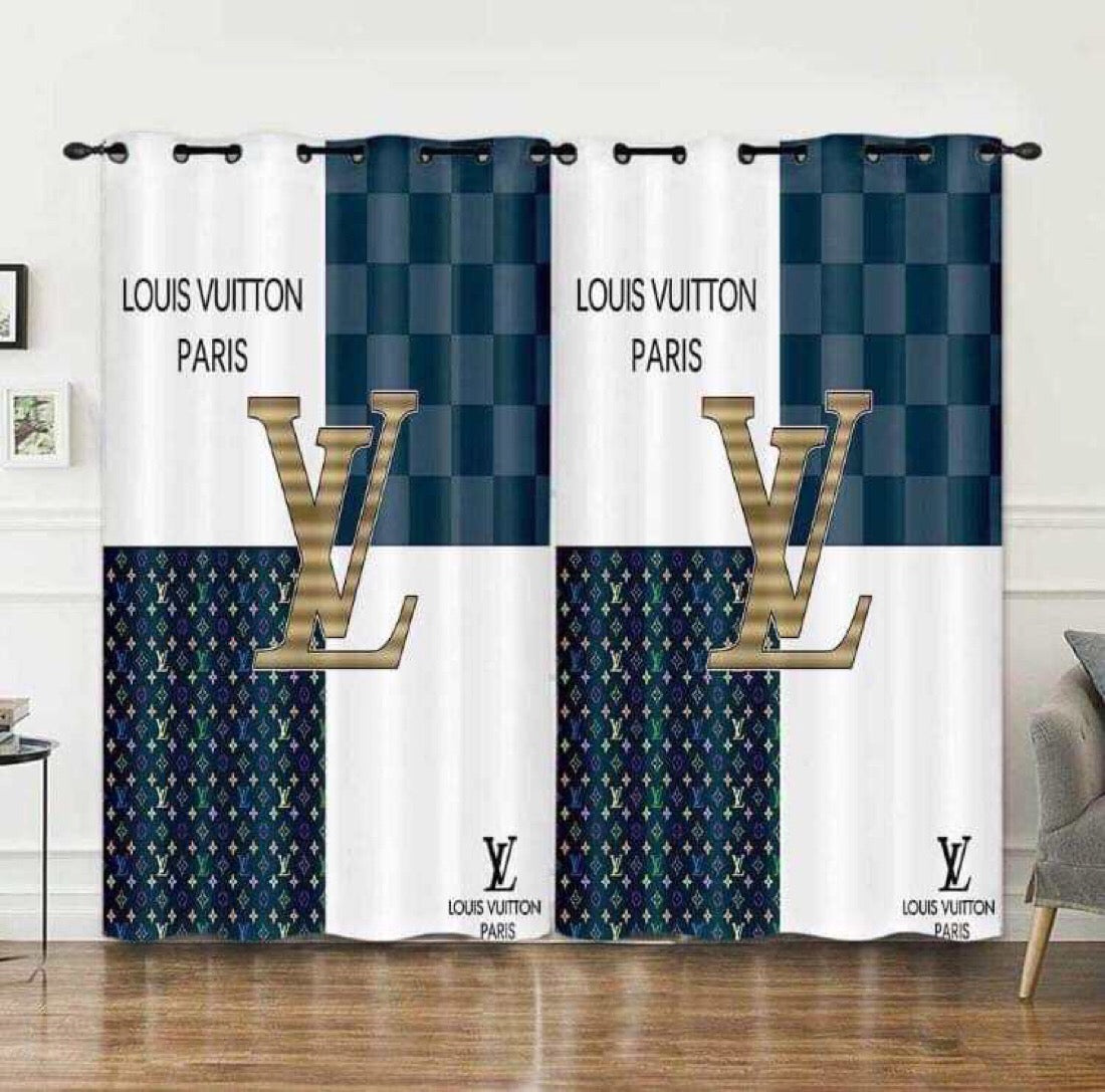 Louis vuitton lv window curtains hot 2023 set for living room bedroom farmhouse style home decor