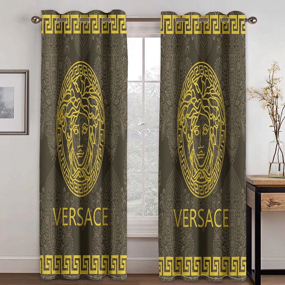 Versace gold window curtains hot 2023 luxury bedroom living room home decor